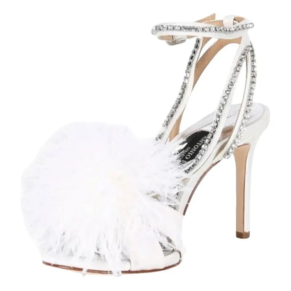 ANTONIO MELANI White Heels with Rhinestone Straps
